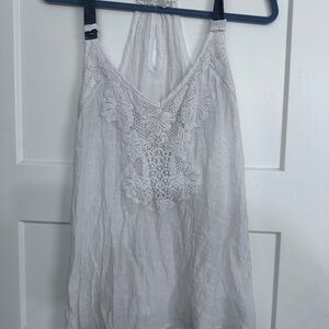 Taylor & Sage Light White Pleated Halter Top